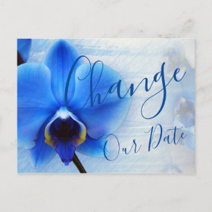 Postal Orquídea Floral Acuarela Azul Moderna