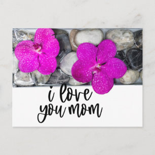 Postal Orquídea Púrpura Te amo Mamá para Mami