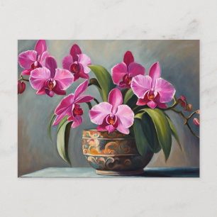 Postal Orquídea rosa florecida planta de flores