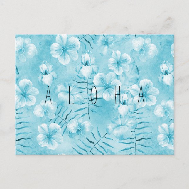 Postal Orquídeas blancas acuáticas tropicales Hibiscus Fl (Anverso)