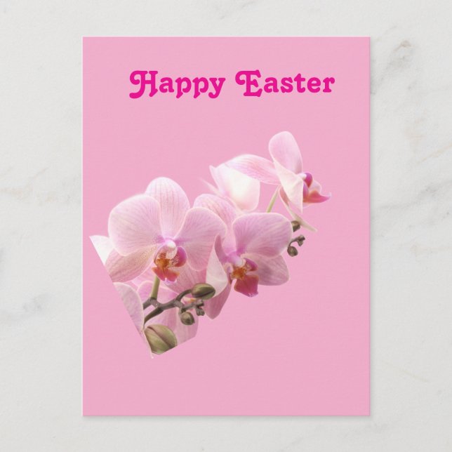 Postal Orquídeas rosadas “Feliz Pascua” (Anverso)