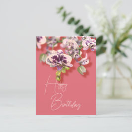 Postal Orquídeas Tropical Floral Feliz Cumpleaños