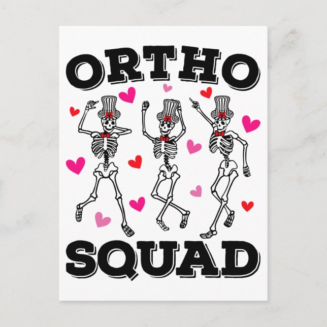Postal Ortho Squad Esqueleto Bailando San Valentín (Anverso)