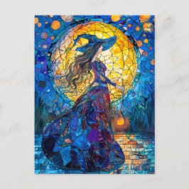 Postal Ortografía De Brujas Con Luna Llena