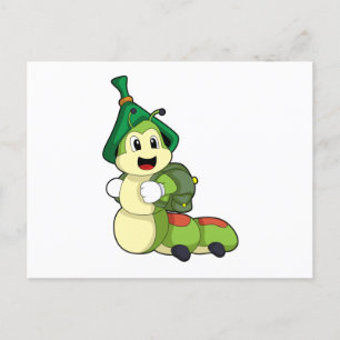 Postal Oruga como estudiante con mochila