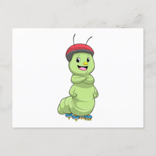 Postal Oruga como patinador en línea con patines.pn