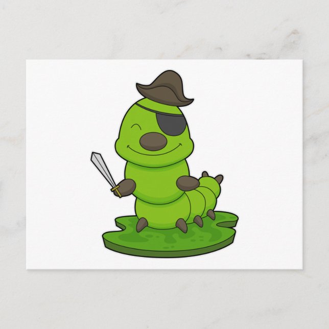 Postal Oruga como pirata con espada (Anverso)