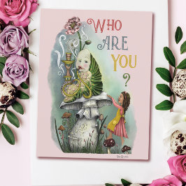 Postal oruga rosada en Alicia en arte de maravillas