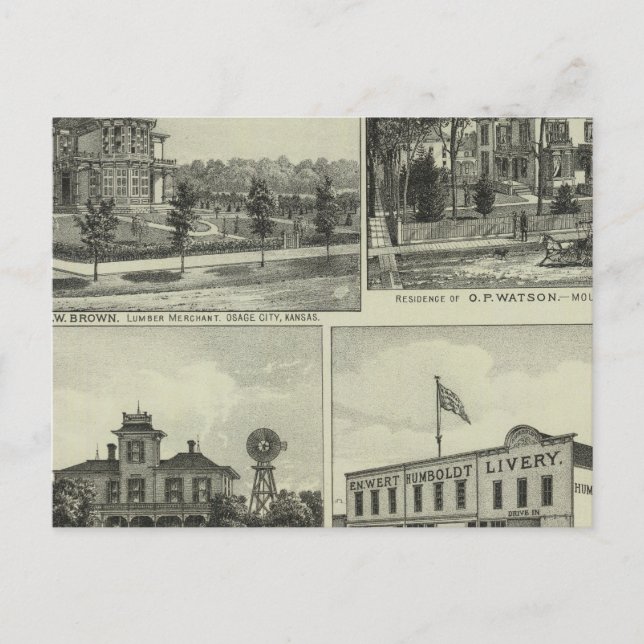 Postal Osage, Mound y Burlington, Kansas (Anverso)