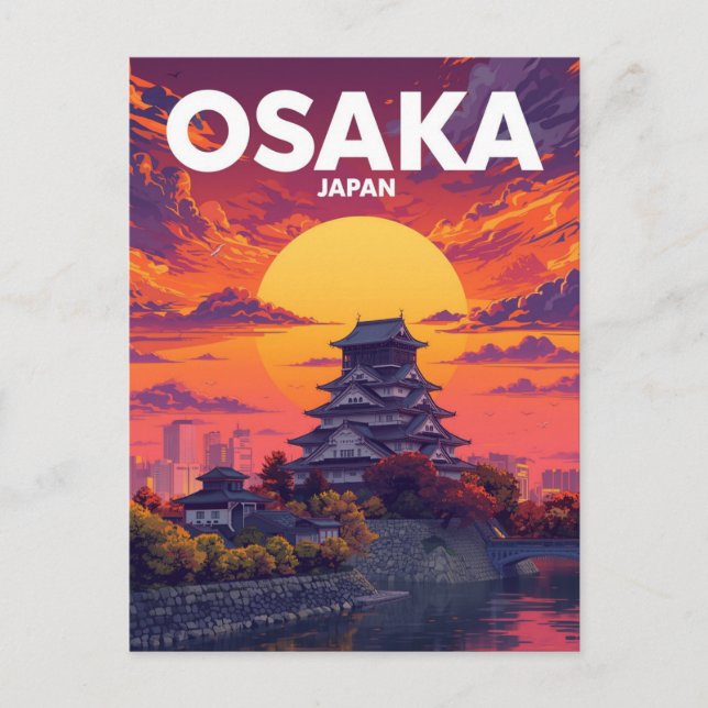 Postal Osaka Castle Sunset Dreams (Anverso)