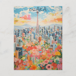 Postal Osaka Japan Travel City Painting Aesthetic
