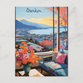 Postal Osaka Japan Travel City Painting Aesthetic