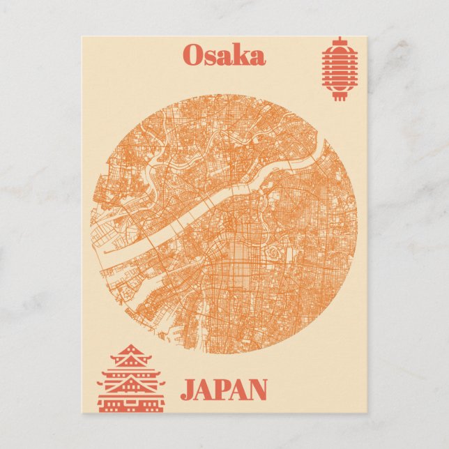 Postal Osaka map Japan (Anverso)