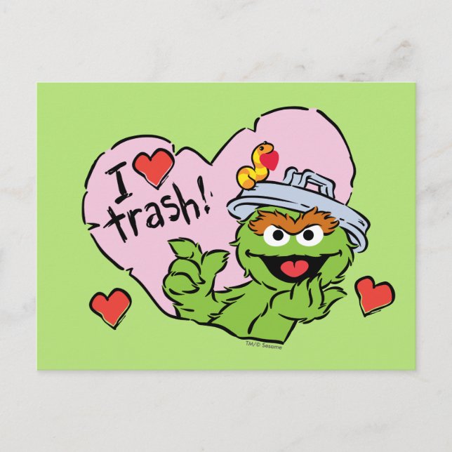Postal Oscar "Me encanta la basura" Valentine (Anverso)