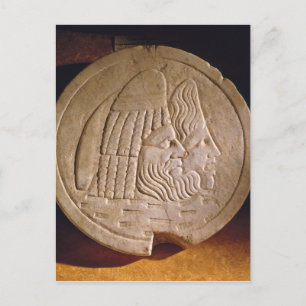 Postal Oscilo que representa máscaras teatrales