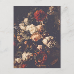 Postal Oscuro Floral Romántico Malhumorado Blanco