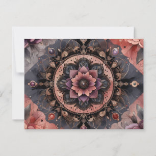Postal Oscuro Romance Borgoña Art Deco Verano Floral