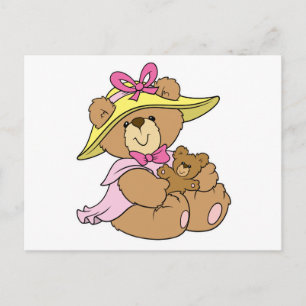Postal Osito de peluche con bonete de primavera adorable