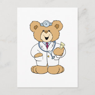 Postal Osito de peluche médico adorable