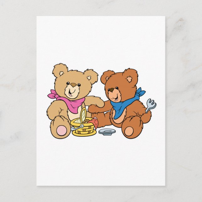 Postal Ositos de picnic adorables (Anverso)