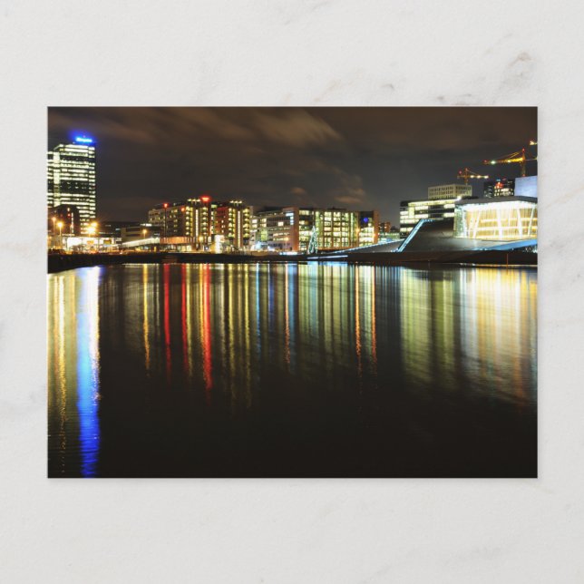 Postal Oslo, Noruega de noche (Anverso)