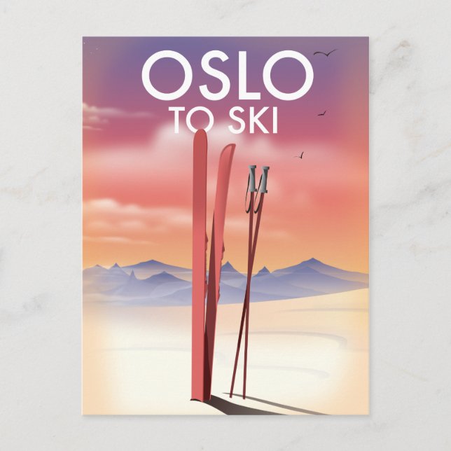 Postal Oslo para esquiar (Anverso)