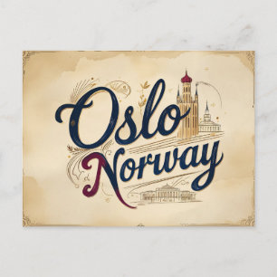 Postal Oslo Vintage Skyline