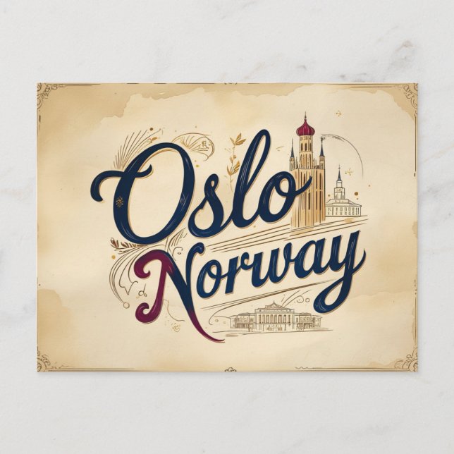 Postal Oslo Vintage Skyline (Anverso)