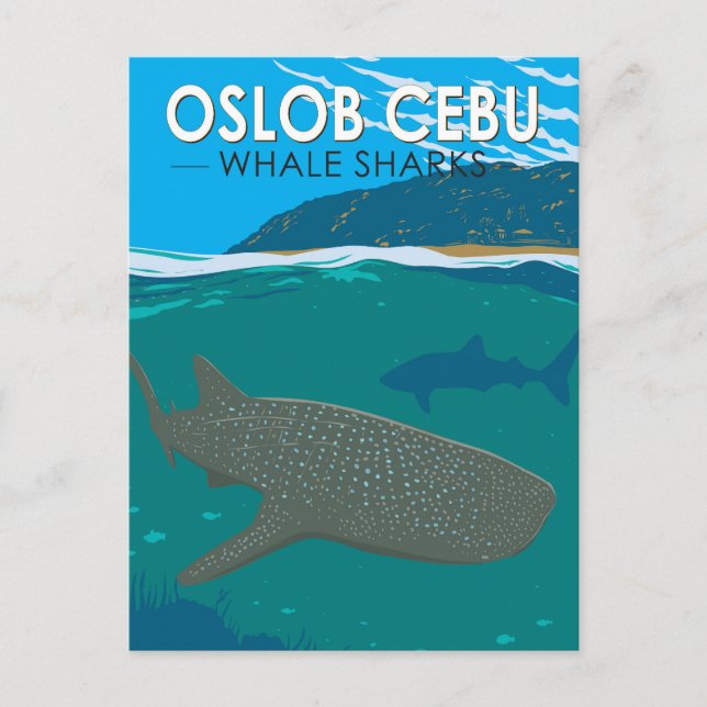 Postal Oslob Cebu Filipinas: Viaje de tiburón ballena (Anverso)