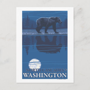 Postal Oso a la luz de la luna - Cascadas del Norte, Wash