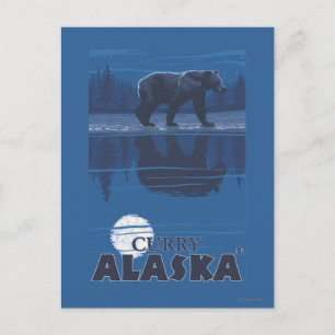 Postal Oso a la luz de la luna - Curry, Alaska