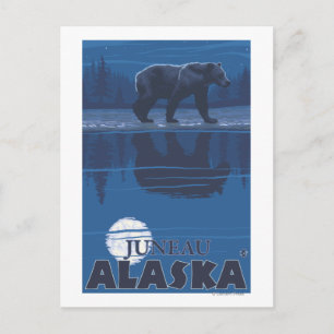 Postal Oso a la luz de la luna - Juneau, Alaska