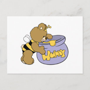 Postal Oso Abeja Miel Tonto