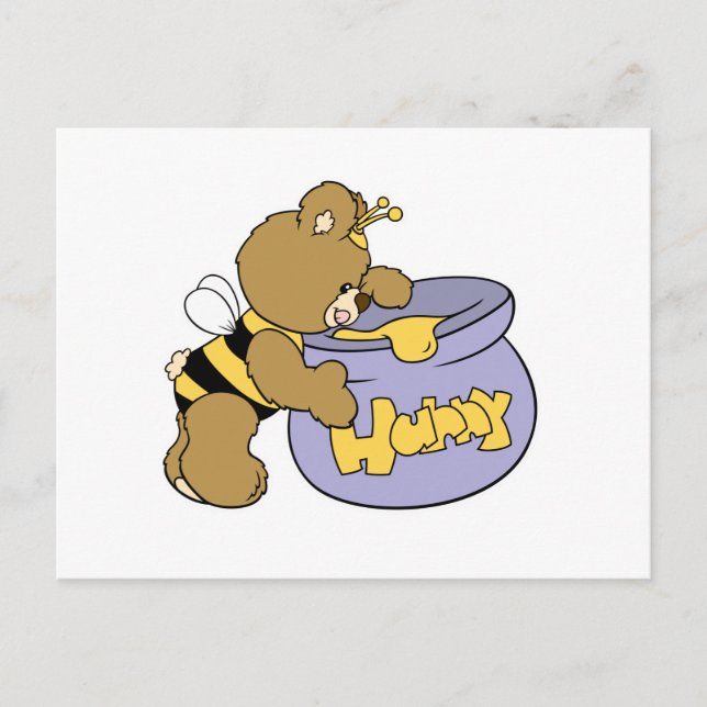 Postal Oso Abeja Miel Tonto (Anverso)