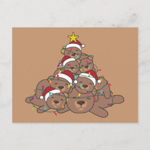 Postal Oso Árbol de Navidad Navidades animales divertidos