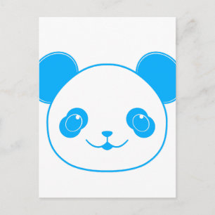Postal Oso azul de Kawaii Panda