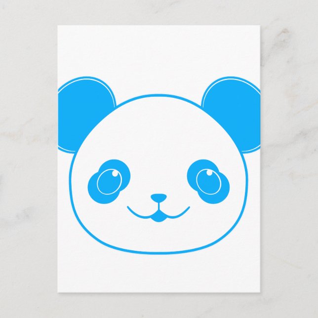 Postal Oso azul de Kawaii Panda (Anverso)