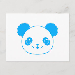 Postal Oso azul de Kawaii Panda