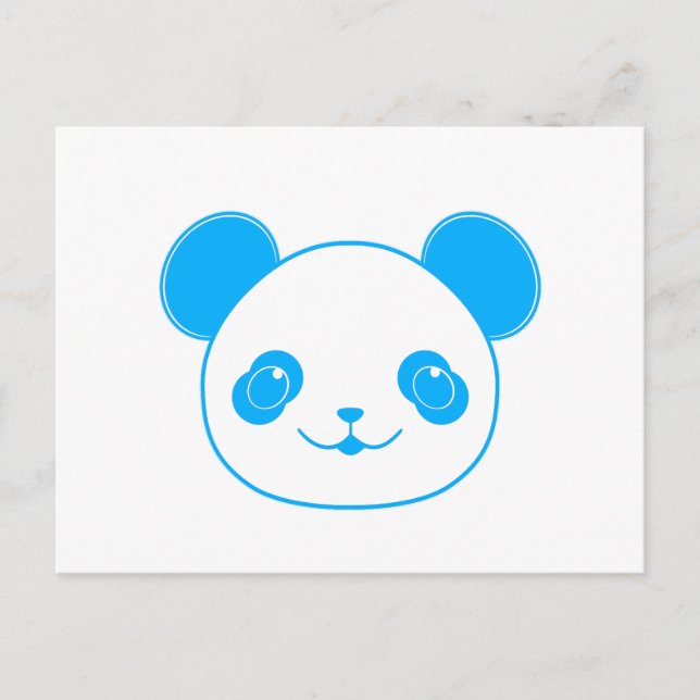 Postal Oso azul de Kawaii Panda (Anverso)