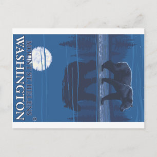 Postal Oso bajo la luz de la luna - Monte St. Helens, Was