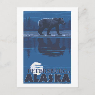Postal Oso bajo la luz de la luna - Petersburgo, Alaska