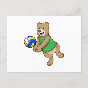 Postal Oso como jugador de voleibol con voleibol