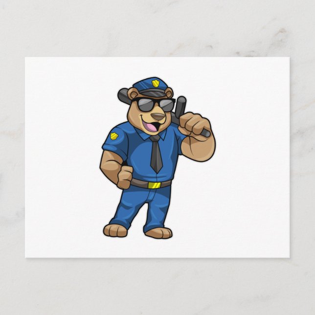 Postal Oso como oficial de policía con uniforme de policí (Anverso)