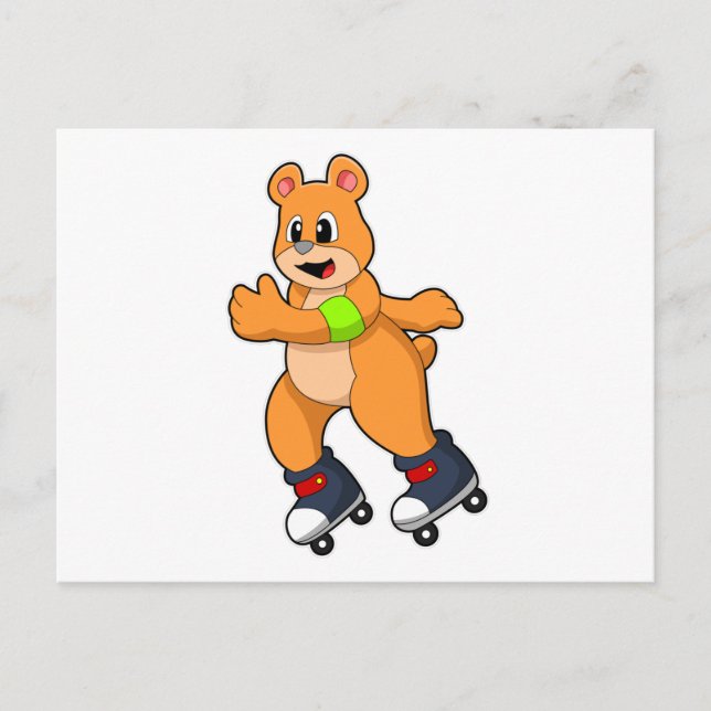 Postal Oso como patinador con patines en línea (Anverso)