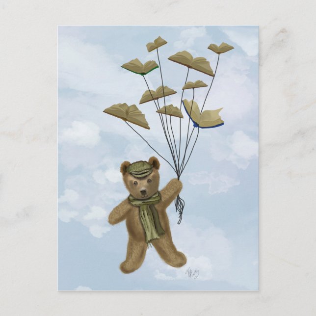 Postal Oso con mariposas de libros 3 (Anverso)