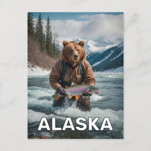 Postal Oso Con Pescado En Alaska