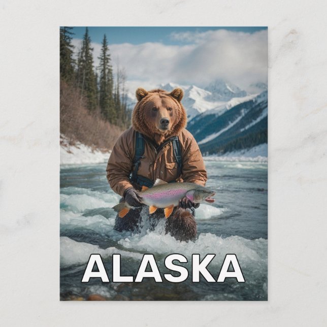 Postal Oso Con Pescado En Alaska (Anverso)