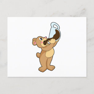 Postal Oso con taza de café