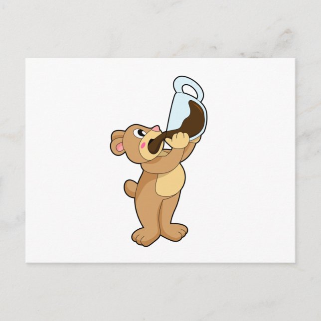 Postal Oso con taza de café (Anverso)