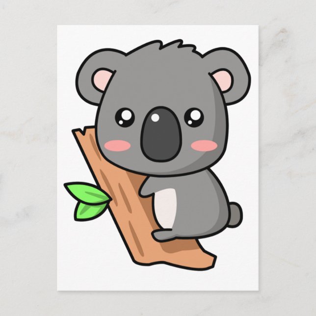 Postal Oso currido Personalizado Koala en árbol de eucali (Anverso)